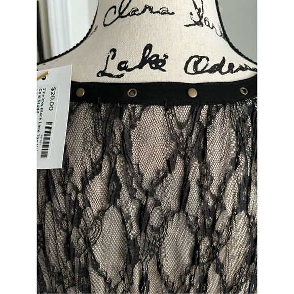 Jinnicks Women’s Black Lace Top w/ Gold Studds Size Large - Picture 11 of 12